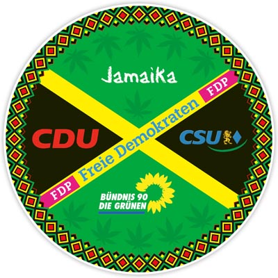 Info Karte: Die Jamaika Koalition - CDU, CSU, FDP, Die Grünen